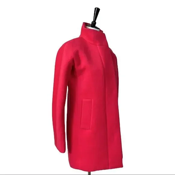 J. Crew Women's Wool Blend Stadium Cocoon Zip Front Coat Pink Women's Size 0 - Picture 4 of 12